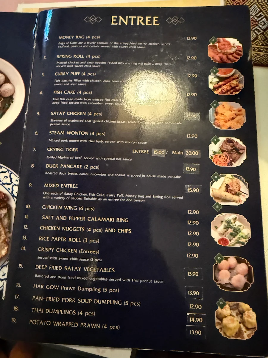 Menu, Buk Choy Thai Restaurant
