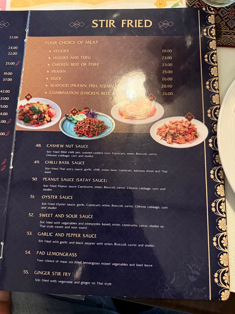 Menu, Buk Choy Thai Restaurant