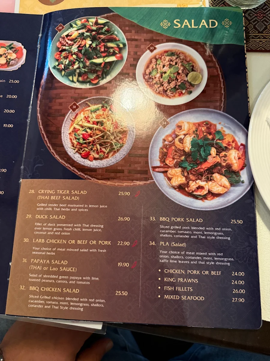 Menu, Buk Choy Thai Restaurant