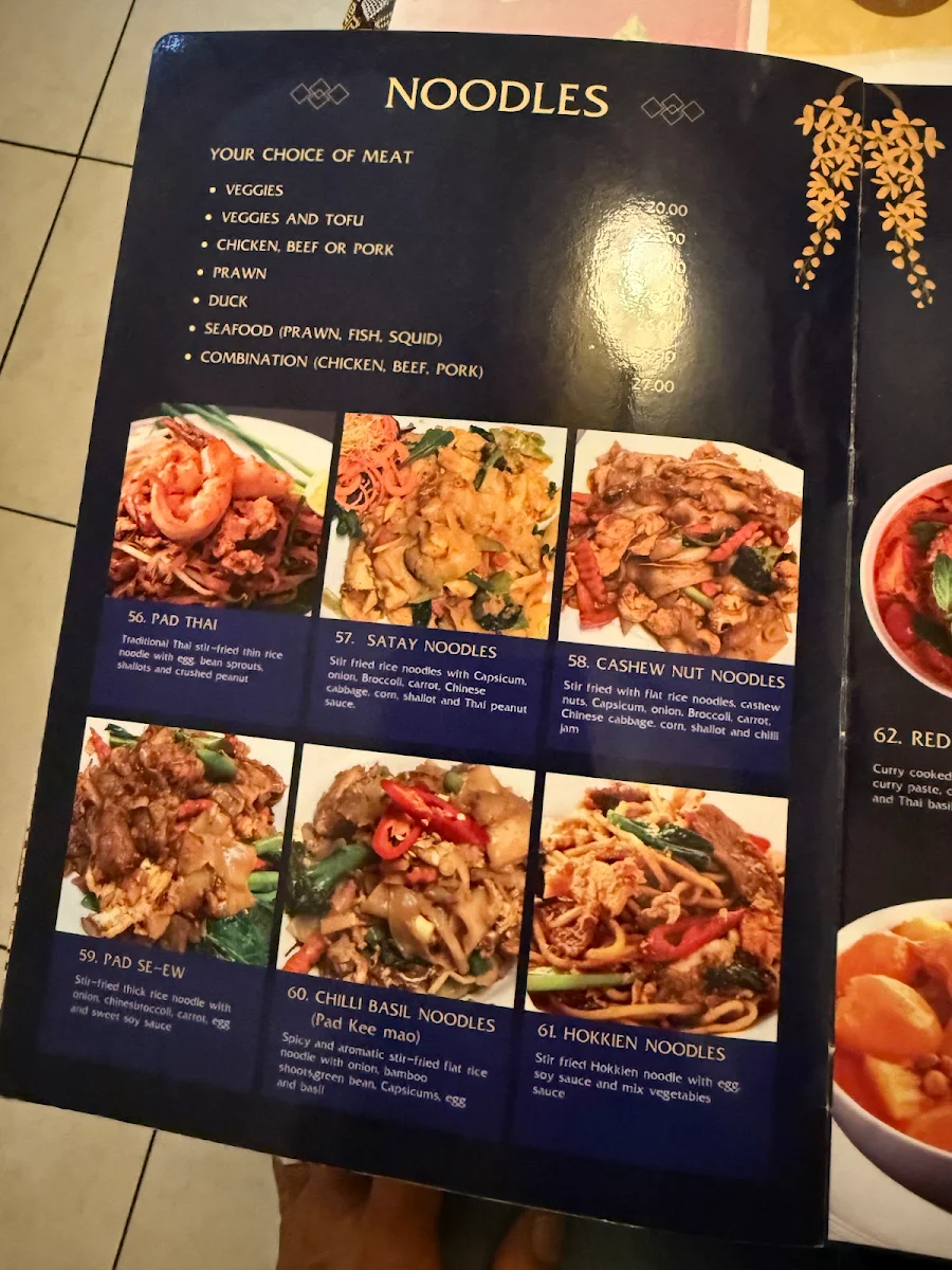 Menu, Buk Choy Thai Restaurant