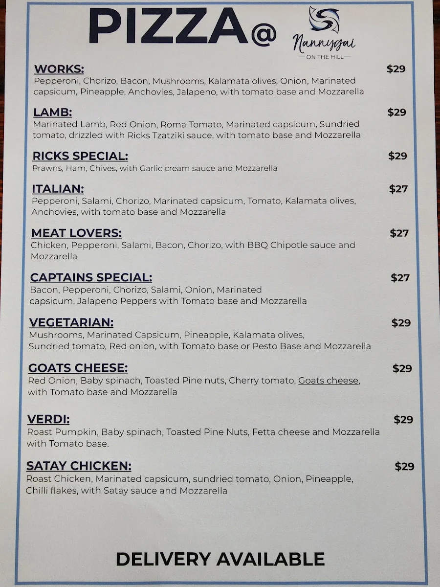 Menu, Nannygai on the Hill