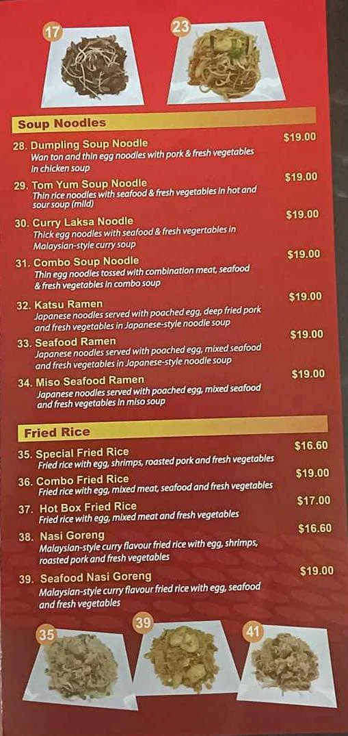Menu, Noodle Sushi Bar