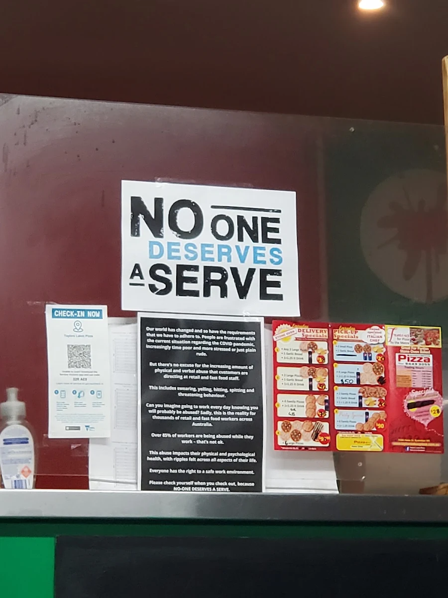 Menu, Taylors Lakes Pizza