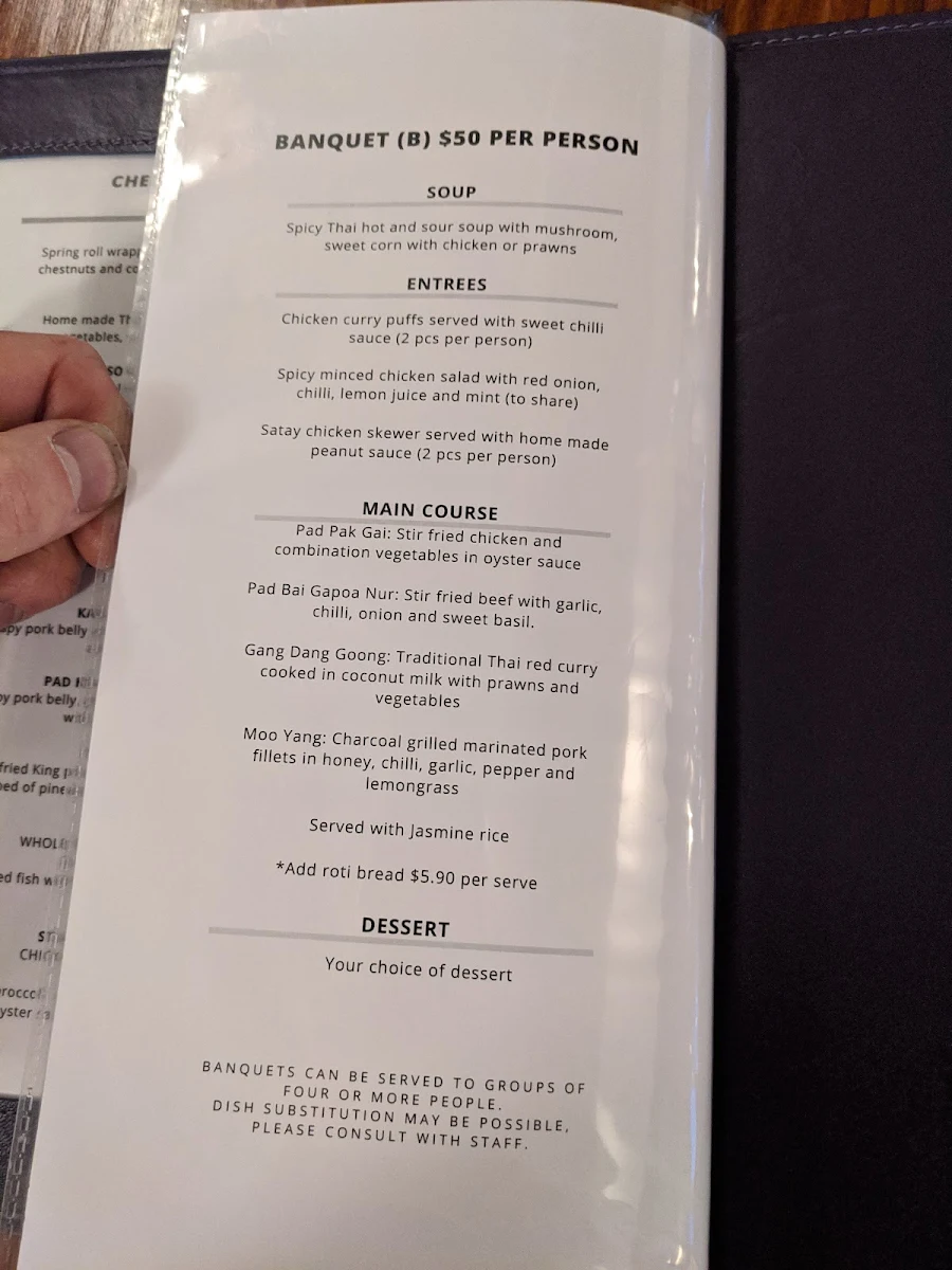 Menu, Narai Thai Bundoora