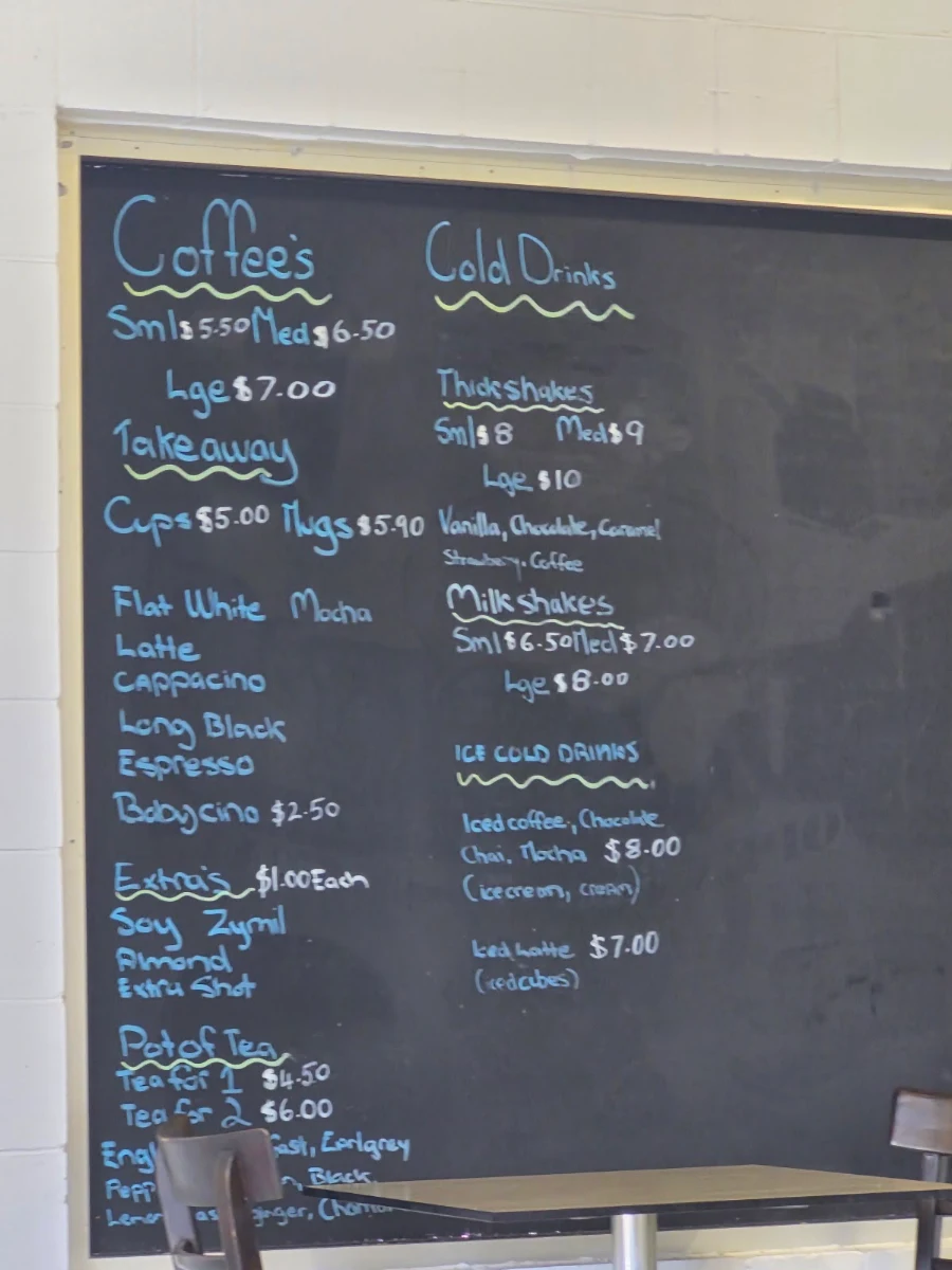 Menu, Hendo's Takeaway & Cafe
