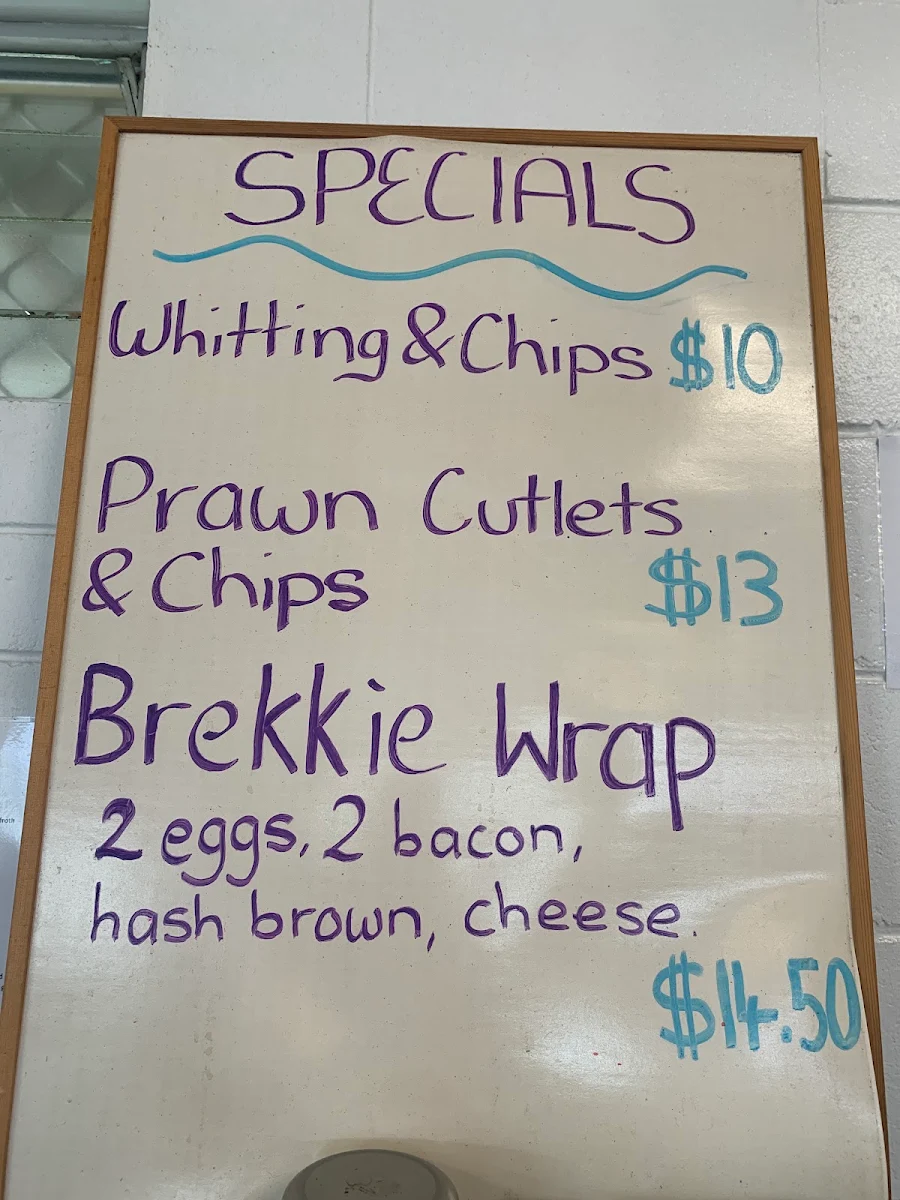 Menu, Hendo's Takeaway & Cafe