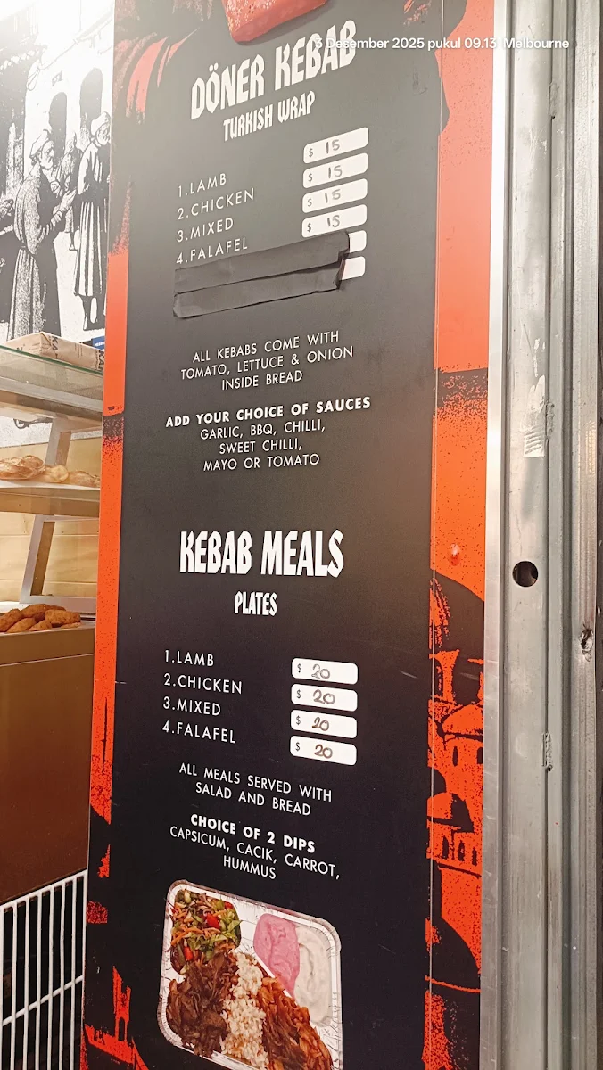 Menu, Istanbul Kebab Man