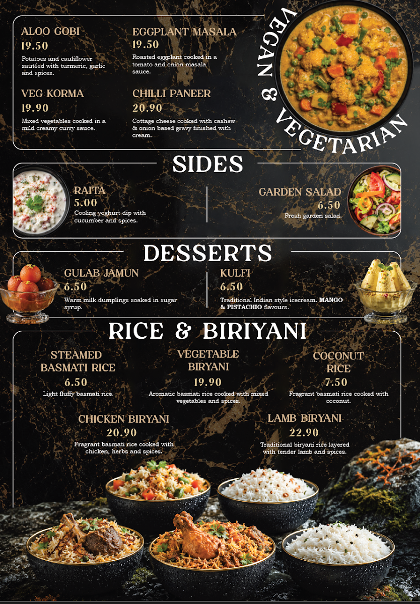 Menu, Royal Time Indian Restaurant