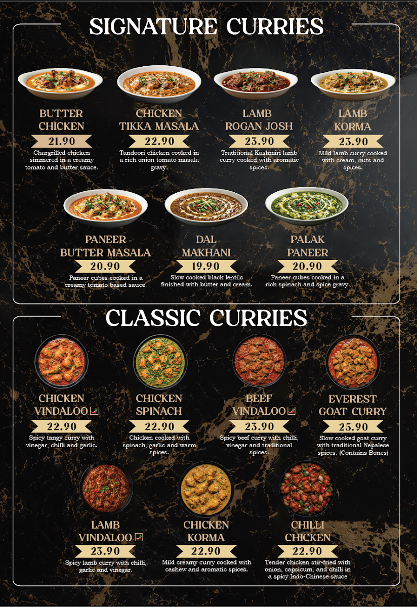 Menu, Royal Time Indian Restaurant