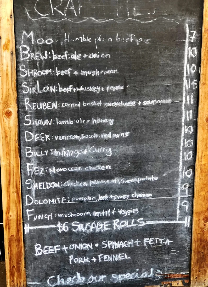 Menu, The Pie Mechanic