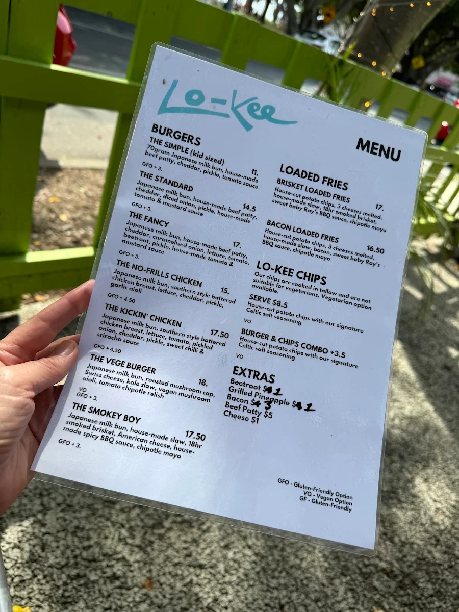 Menu, Lo-Kee Burger
