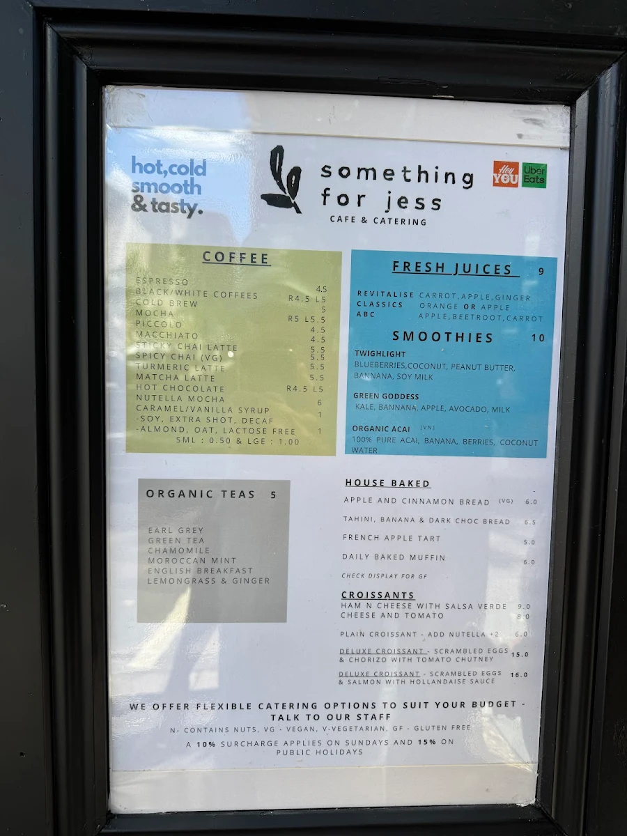 Menu, Something for Jess - SFJ Cafe & Coffee