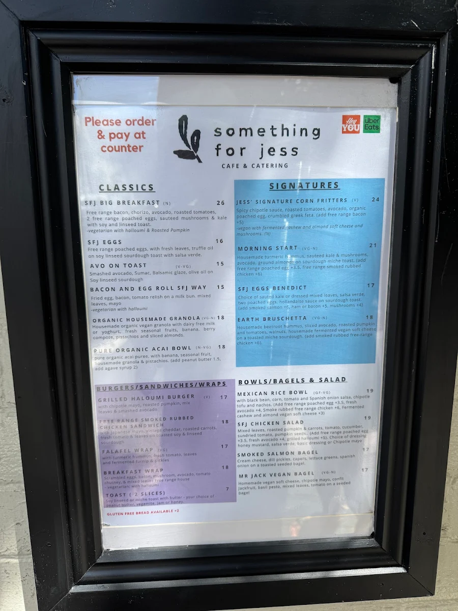 Menu, Something for Jess - SFJ Cafe & Coffee