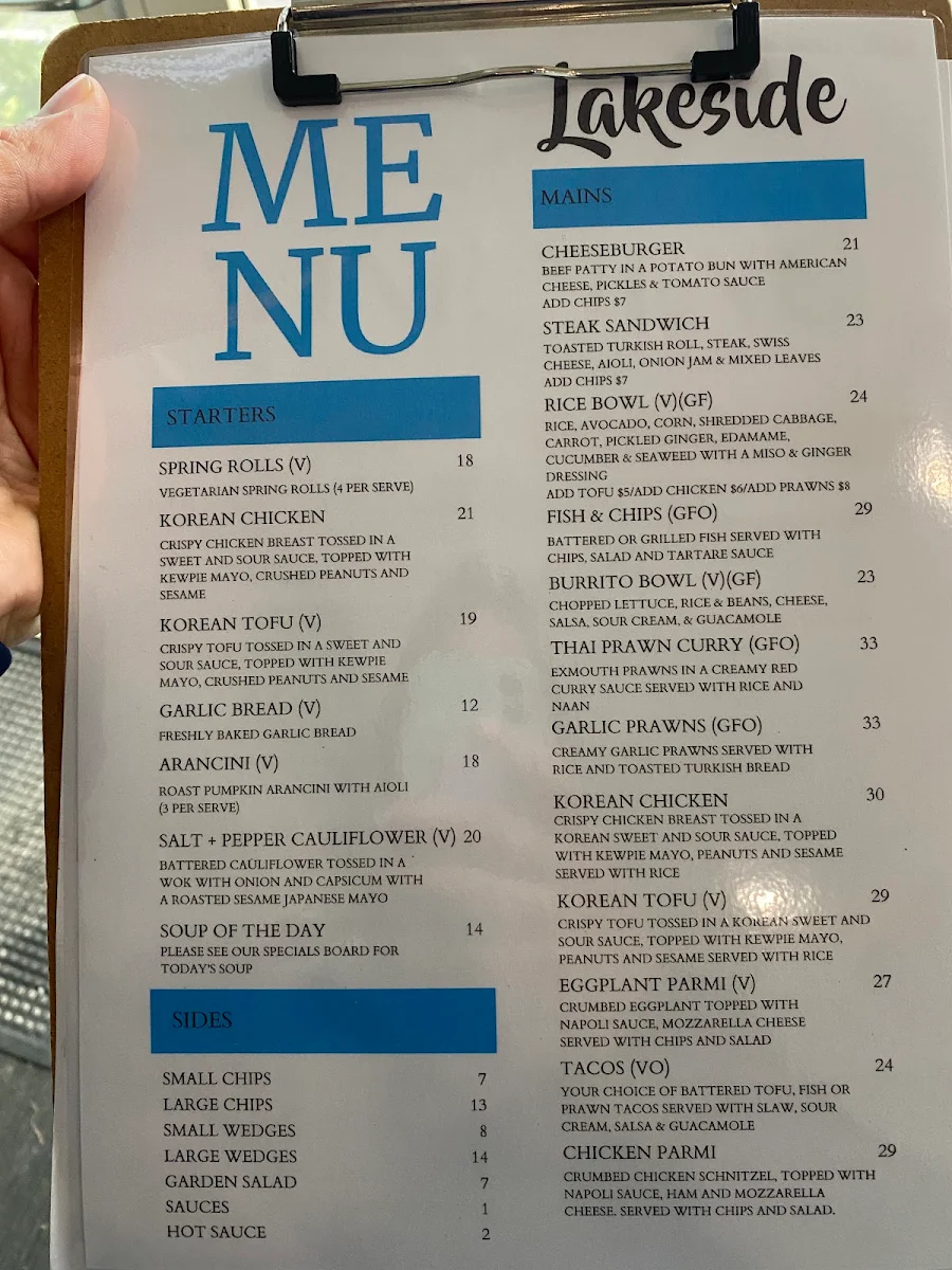 Menu, Lakeside Cafe, Bar & Bistro Dunsborough