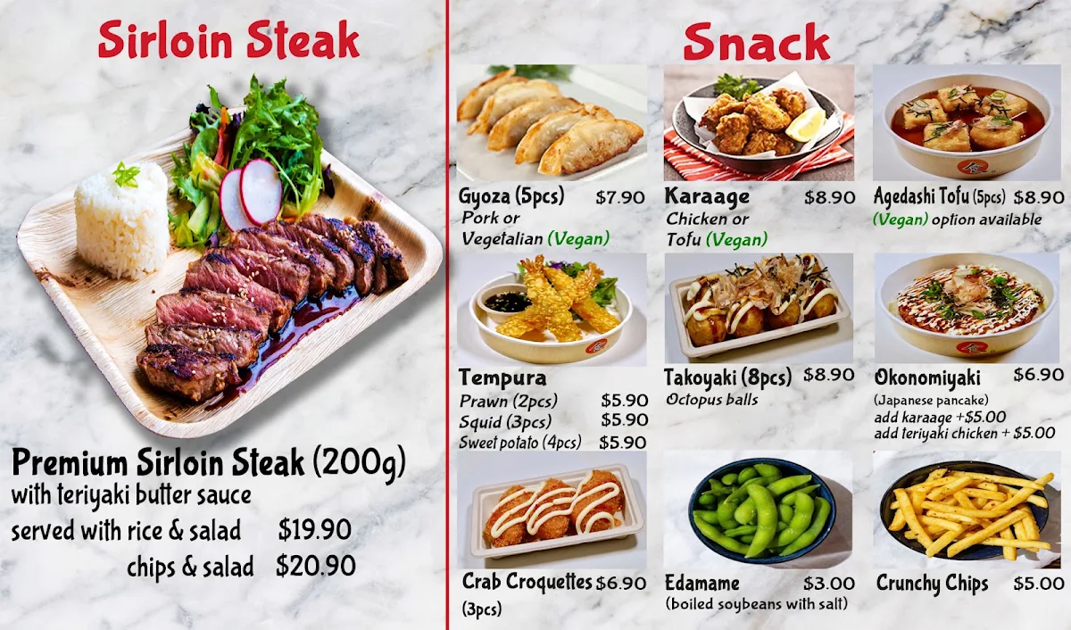 Menu, Japanice Mt Ommaney