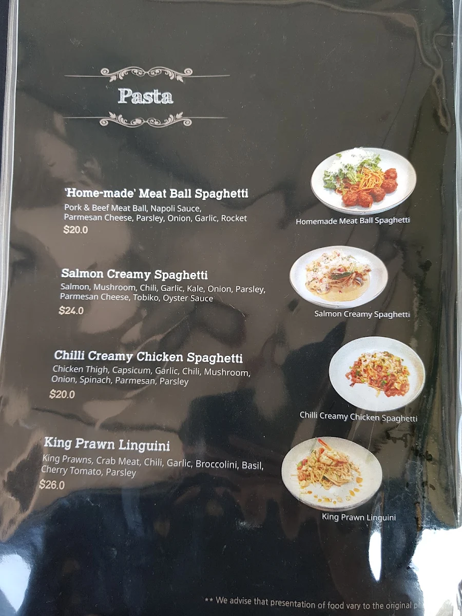 Menu, Bunker 64 Lidcombe
