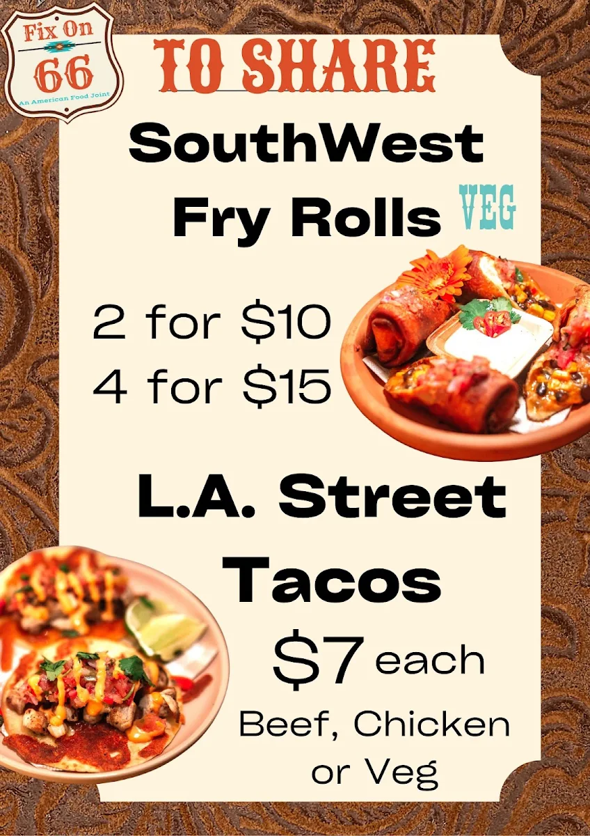 Menu, Fix on 66 Food Truck