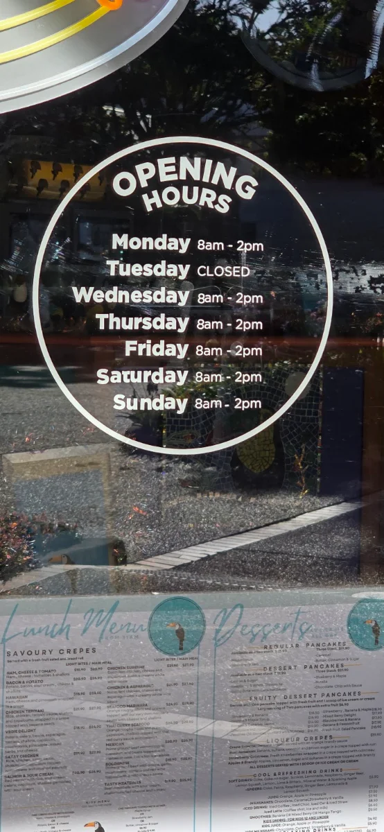 Menu, Pancake Place