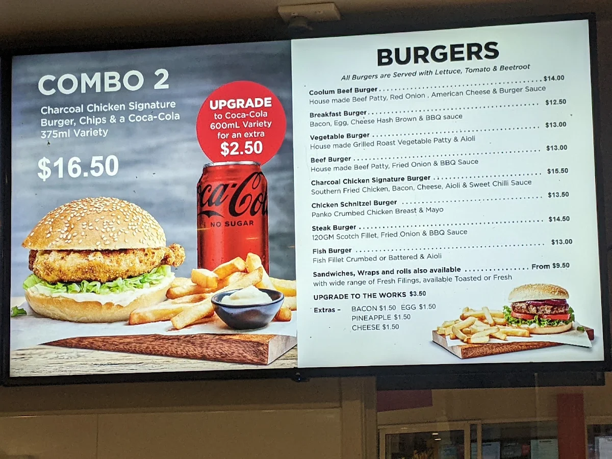 Menu, Coolum Coastal Chicken