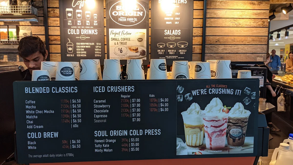 Menu, Soul Origin Rockingham Centre
