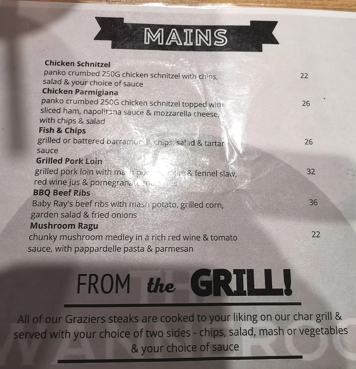 Menu, Wanneroo Villa Tavern
