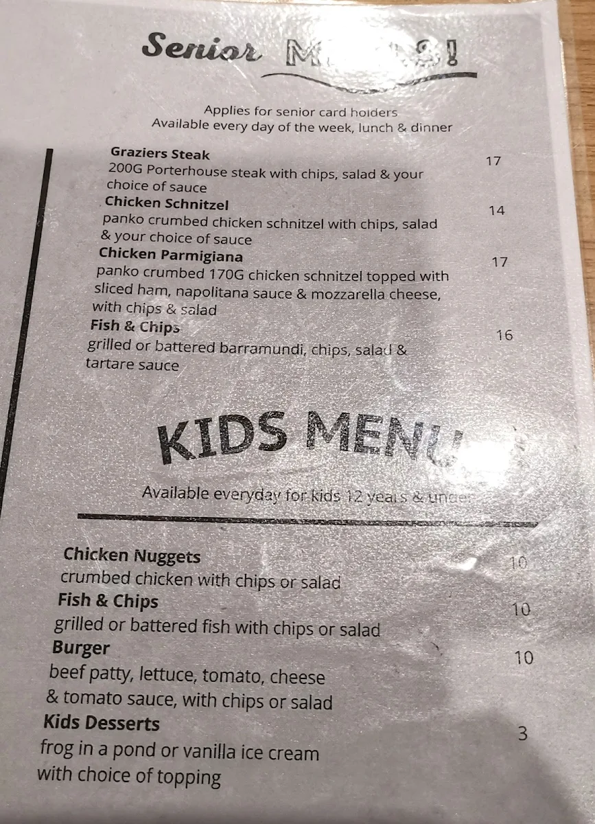 Menu, Wanneroo Villa Tavern