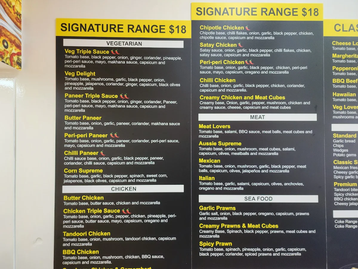 Menu, Pizza Max Laverton