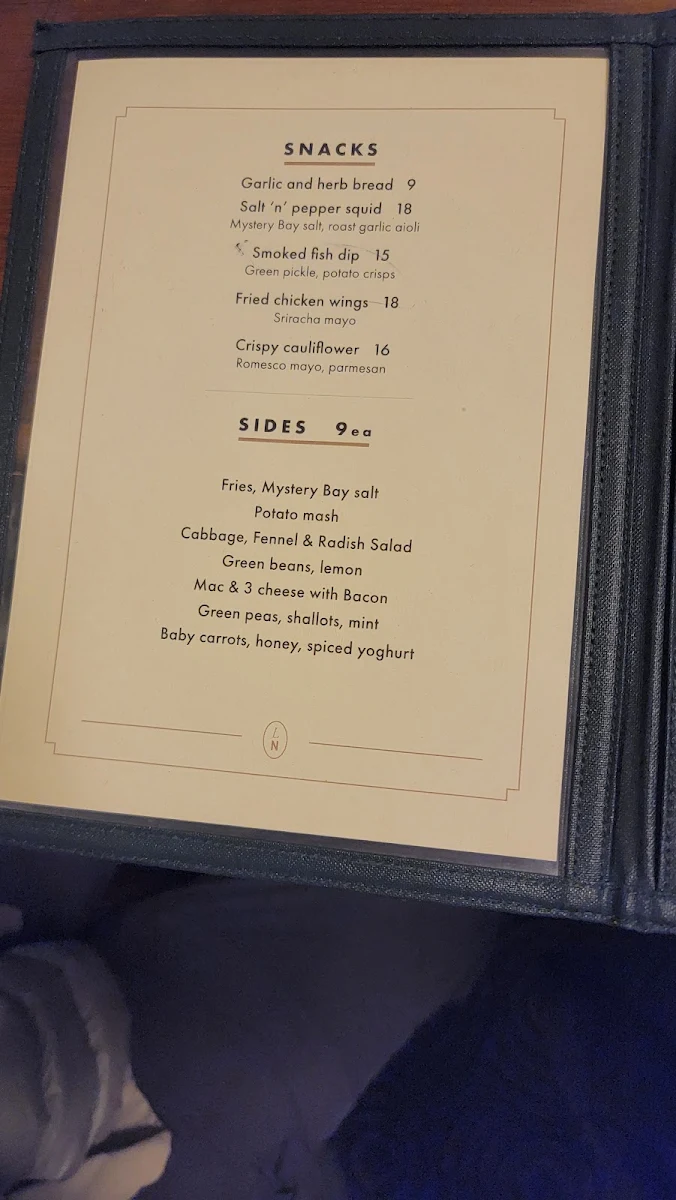 Menu, Lynch's Narooma