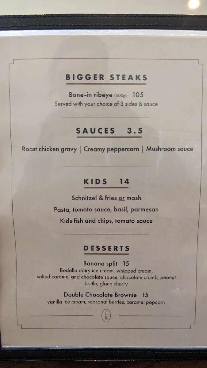 Menu, Lynch's Narooma