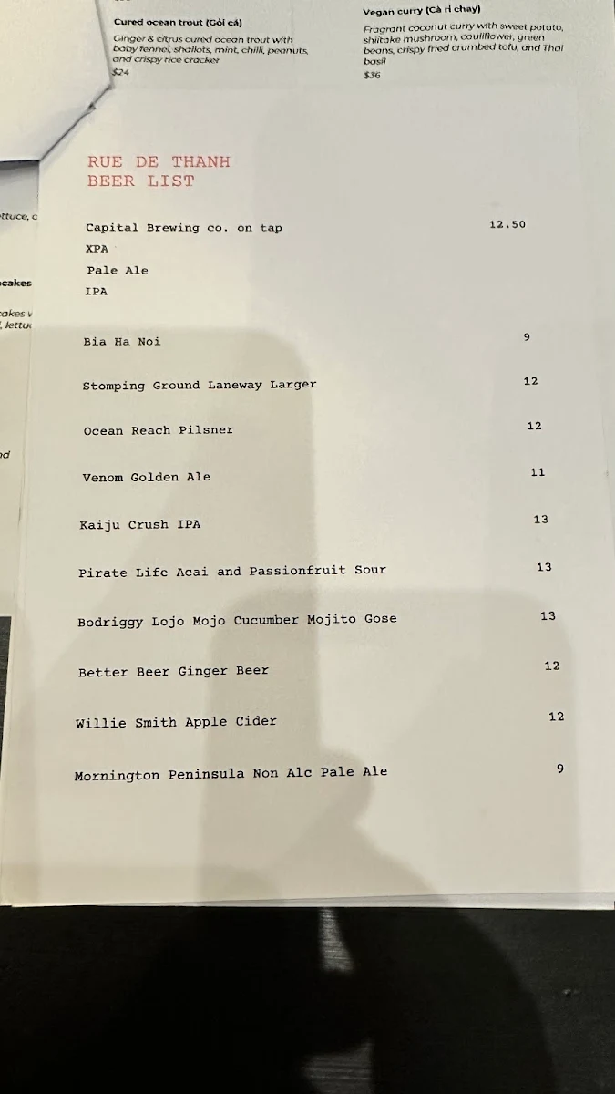 Menu, Rue de Thanh