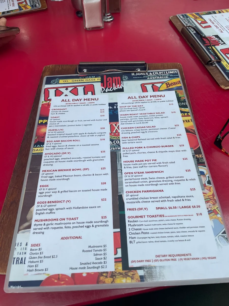 Menu, Jam Packed Cafe