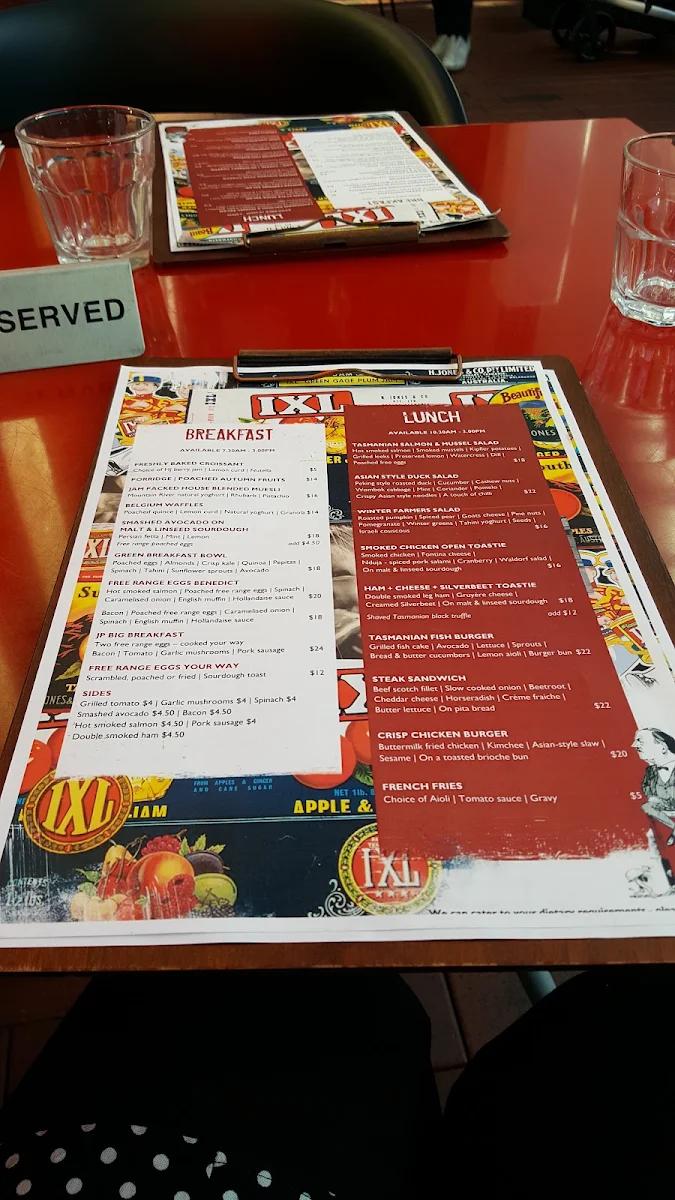 Menu, Jam Packed Cafe