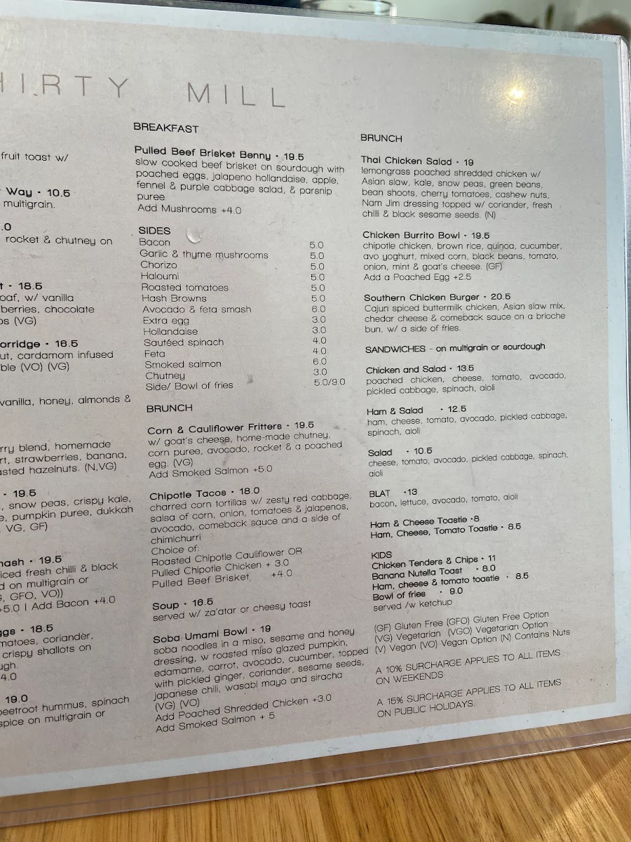 Menu, Seymour Cafe