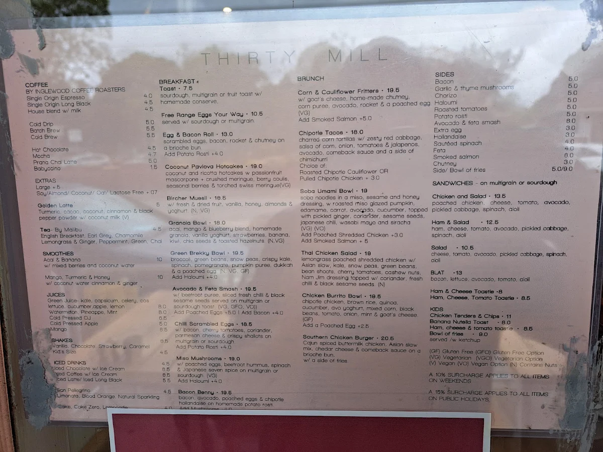 Menu, Seymour Cafe