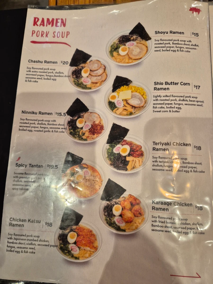 Menu, Ramen Ryoma
