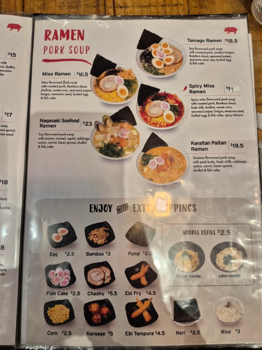 Menu, Ramen Ryoma