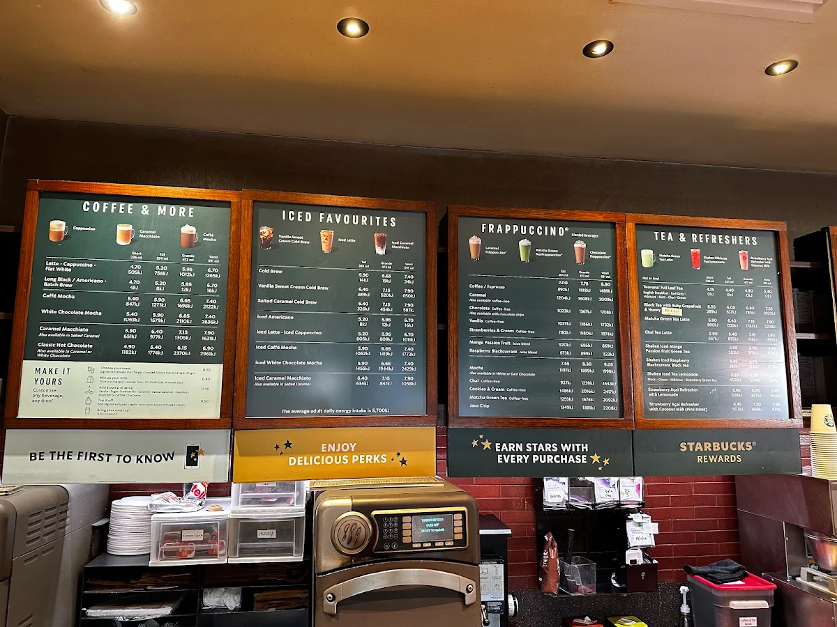 Menu, Starbucks Edward Street