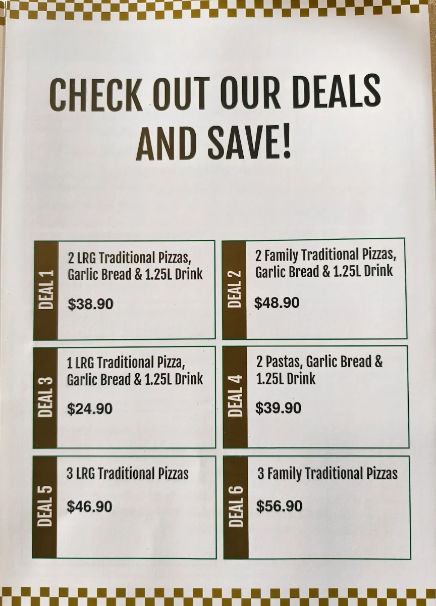 Menu, Roma's Pizza & Pasta