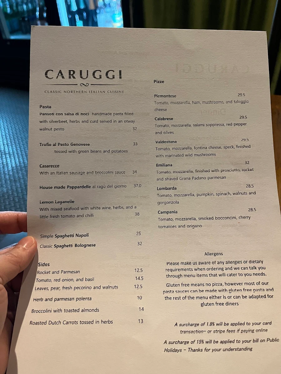 Menu, Caruggi