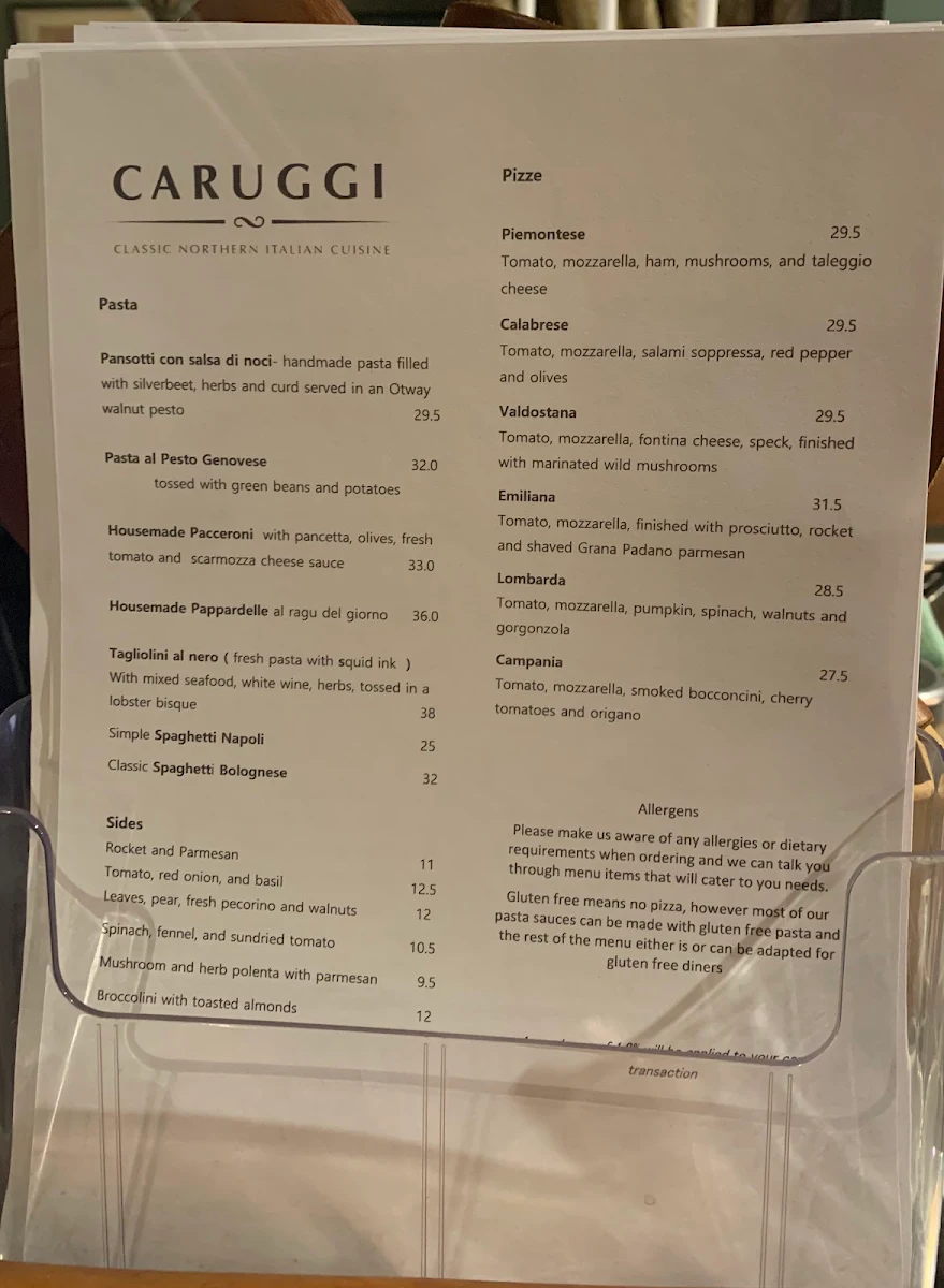 Menu, Caruggi