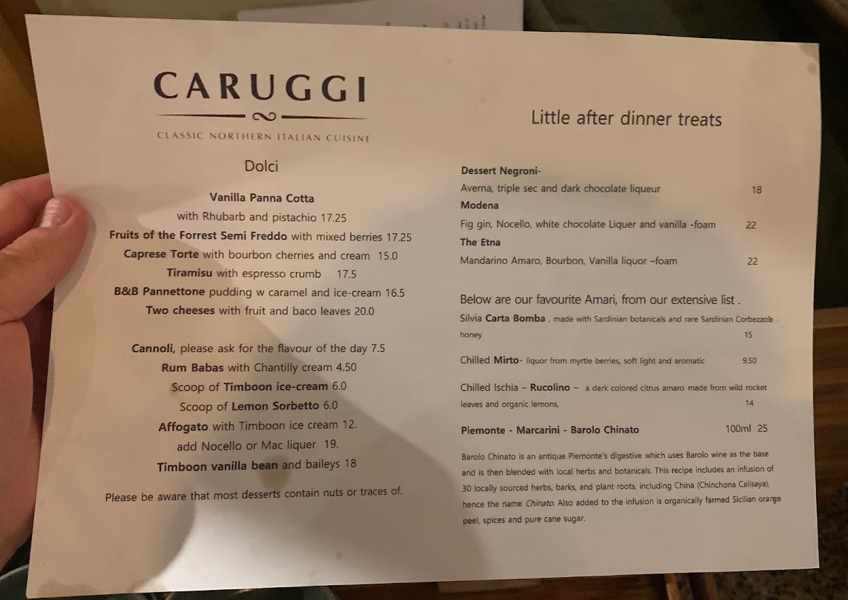 Menu, Caruggi