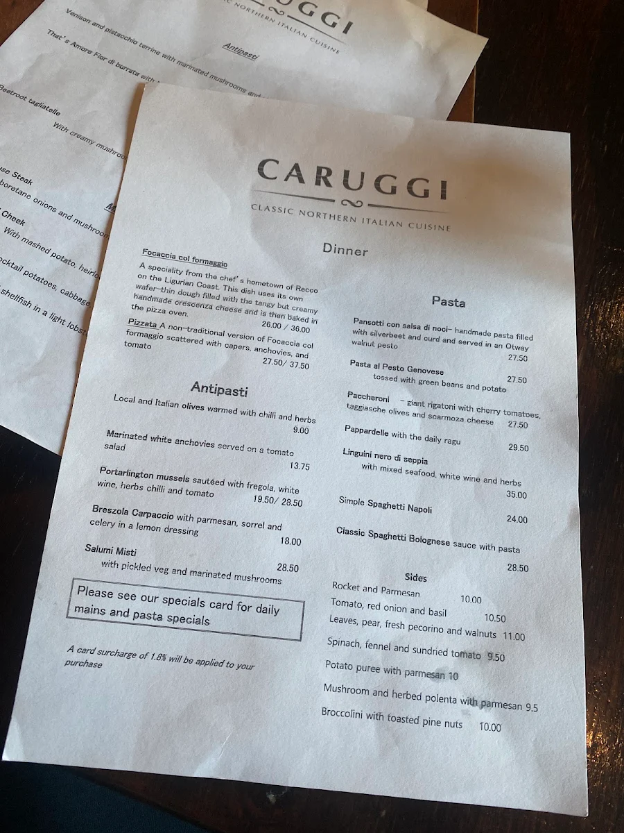 Menu, Caruggi