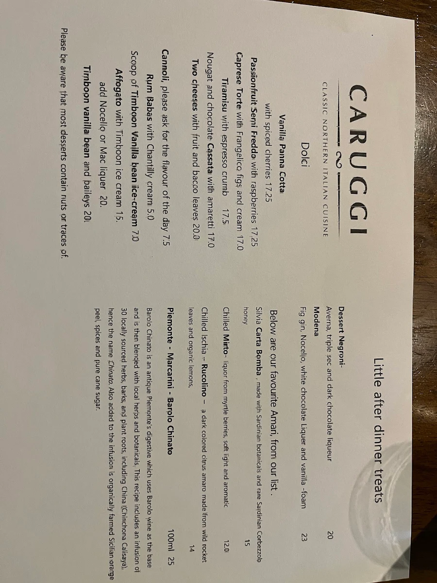 Menu, Caruggi