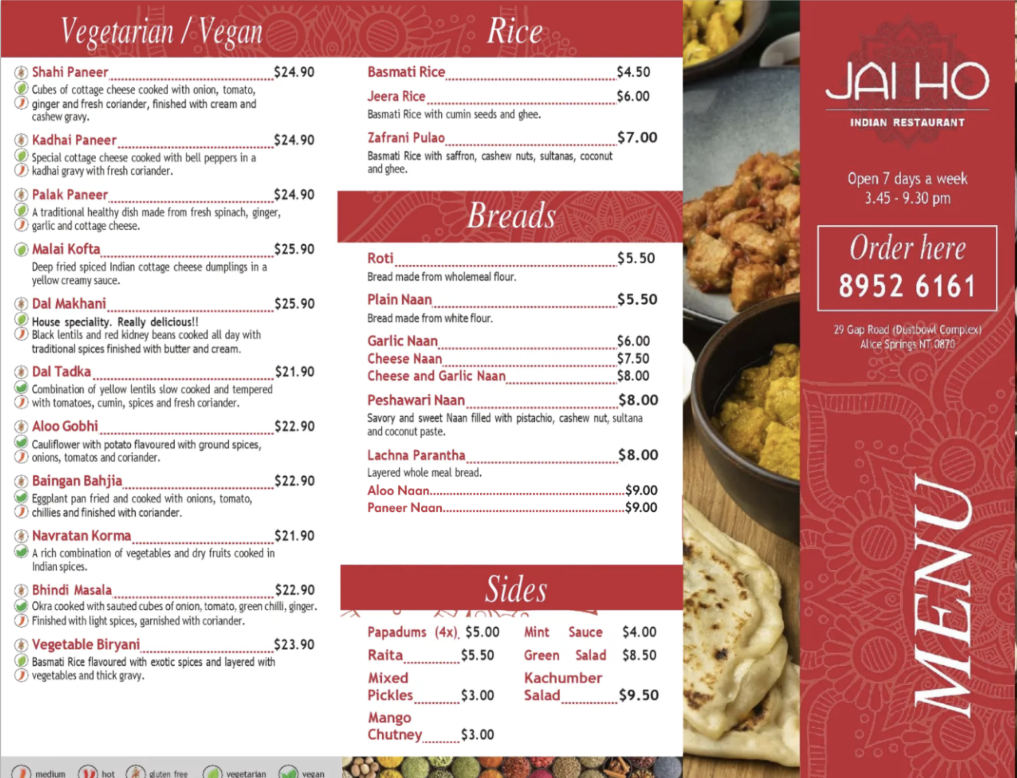 Menu, Jai Ho