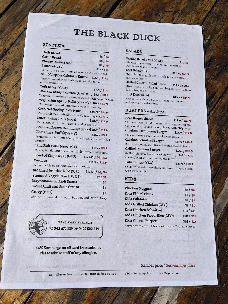Menu, The Wombarra Bowlo & Thai Food