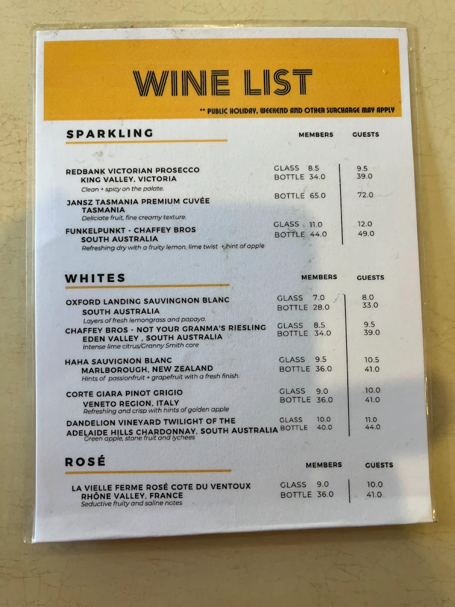 Menu, The Wombarra Bowlo & Thai Food
