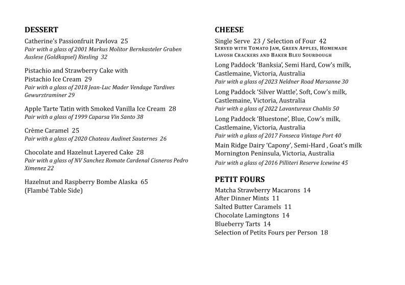 Menu, Rockpool Bar & Grill Melbourne