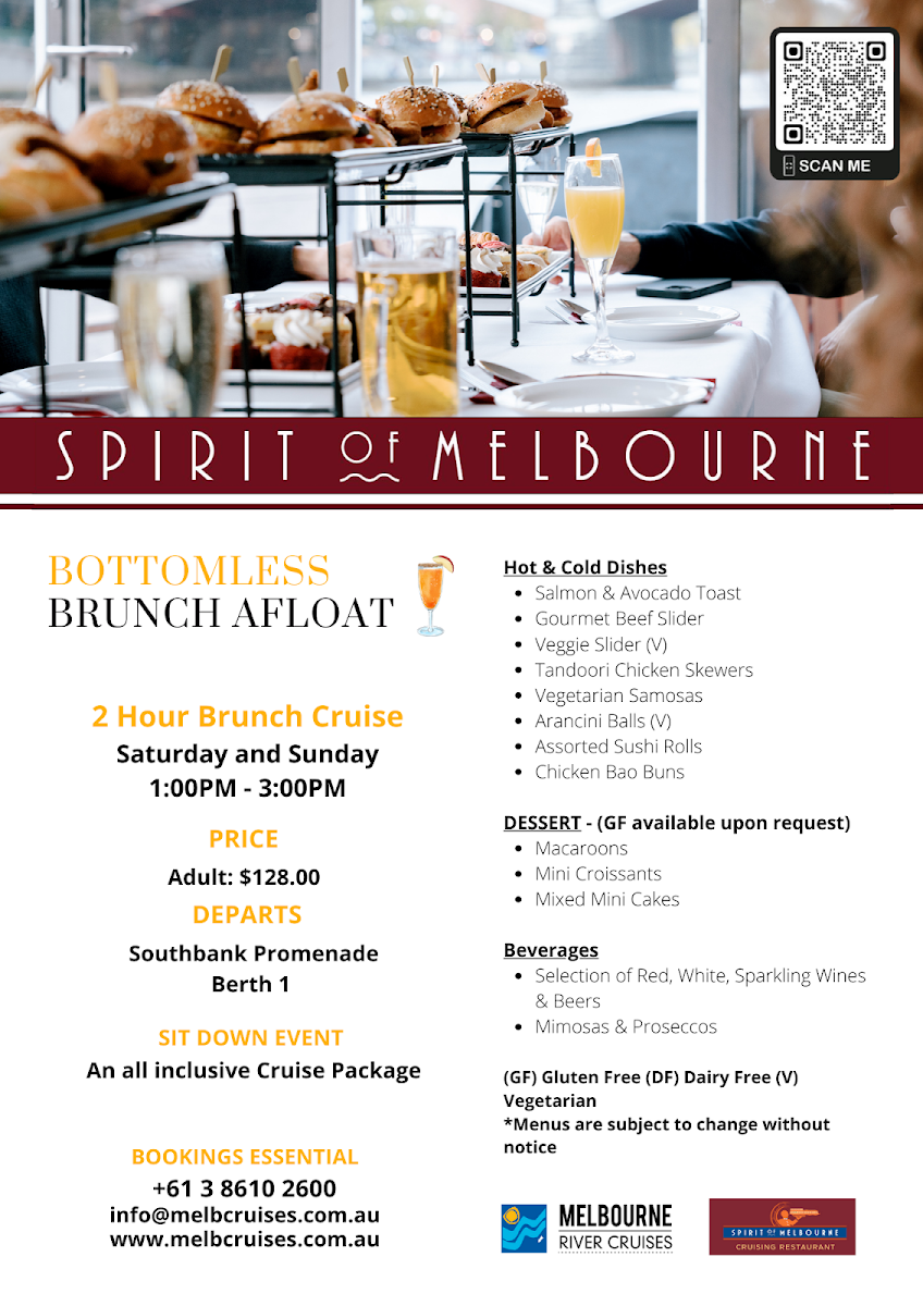 Menu, Spirit Of Melbourne Cruising Restaurant