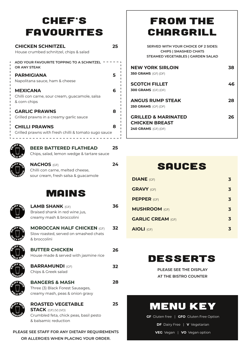 Menu, The Valley Brewhouse