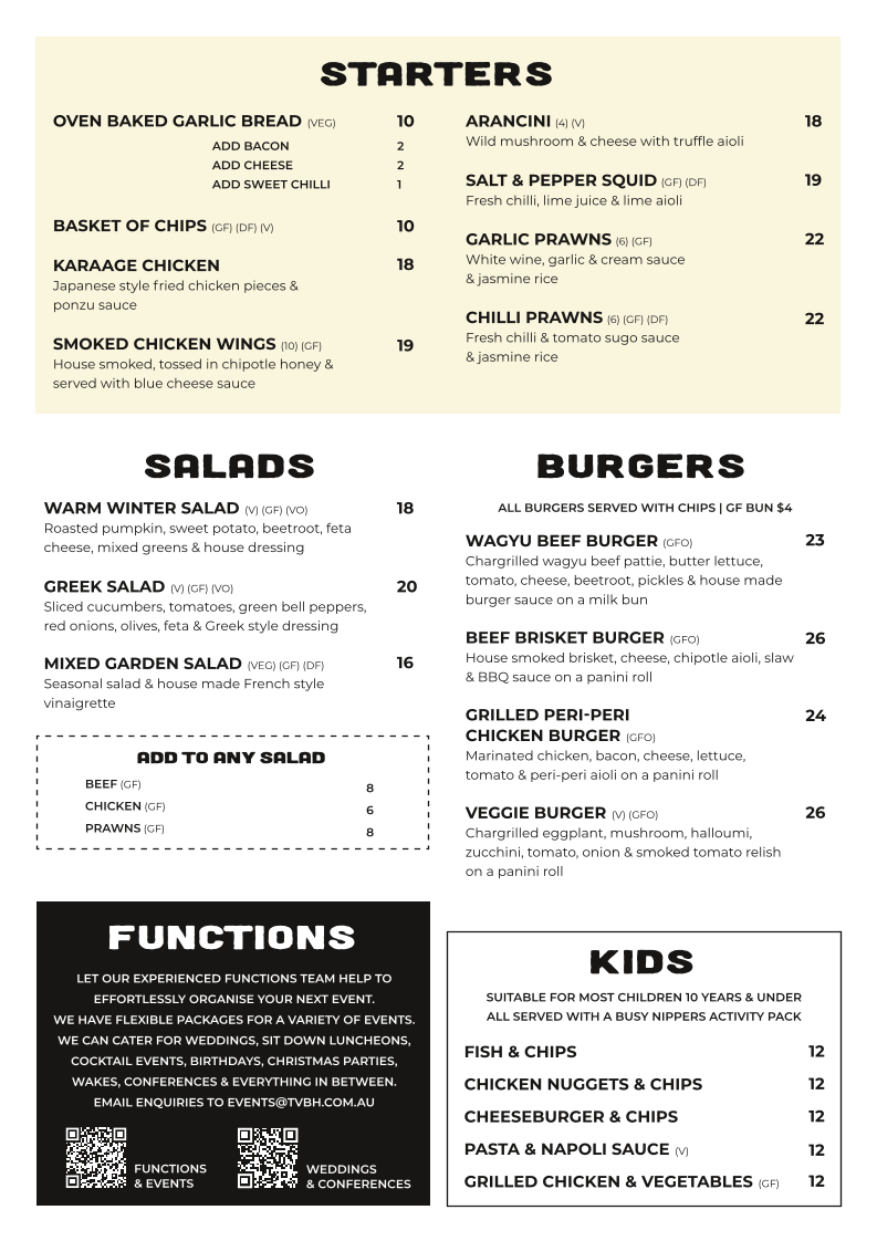 Menu, The Valley Brewhouse